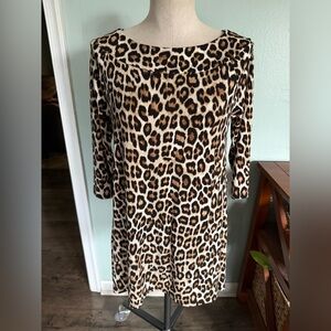 Chicos Women’s Leopard Cheetah Animal Print Stretchy Tunic Top Size Small